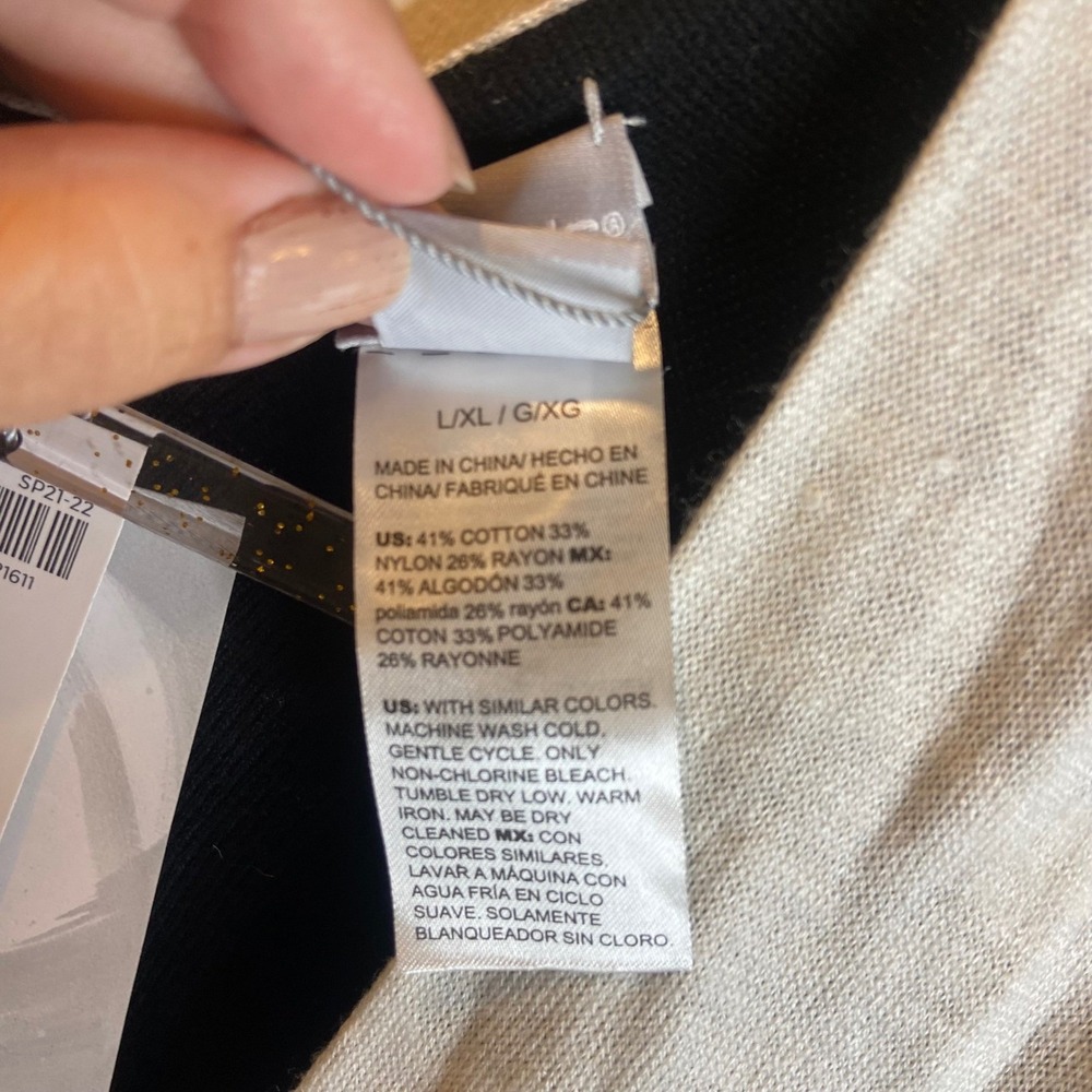 Chicos Reversible Colorblock Ruana Wrap Black White Knit L/XL 570322926 - Picture 3 of 6